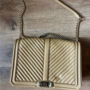 Rebecca Minkoff Tan Quilted Chain Strap Bag